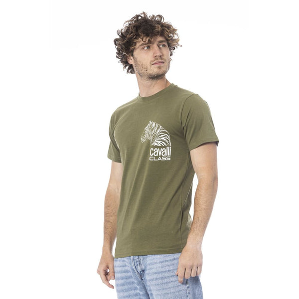 Cavalli Class Green Cotton Men T-Shirt