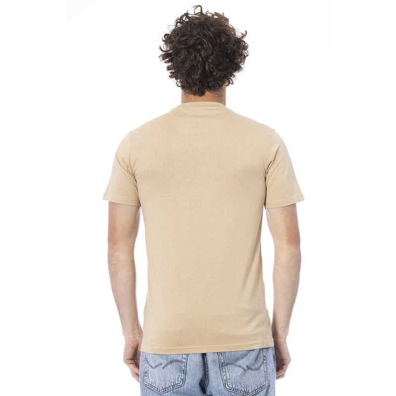 Cavalli Class Beige Cotton Men T-Shirt