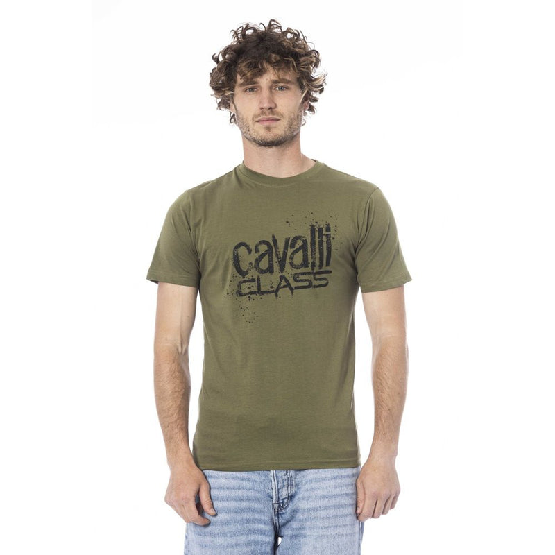 Cavalli Class Green Cotton Men T-Shirt