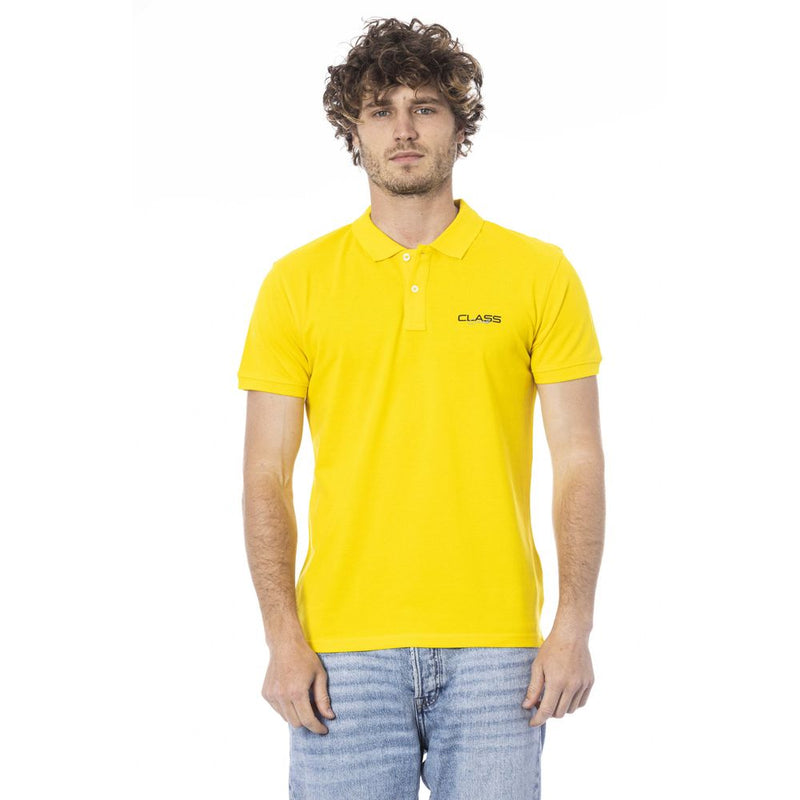 Cavalli Class Yellow Cotton Men Polo Shirt