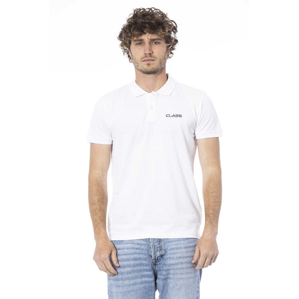 Cavalli Class White Cotton Men Polo Shirt