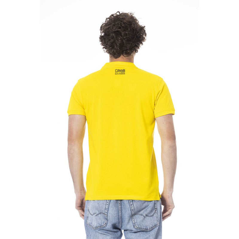 Cavalli Class Yellow Cotton Men Polo Shirt