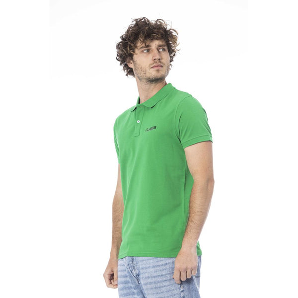 Cavalli Class Green Cotton Men Polo Shirt