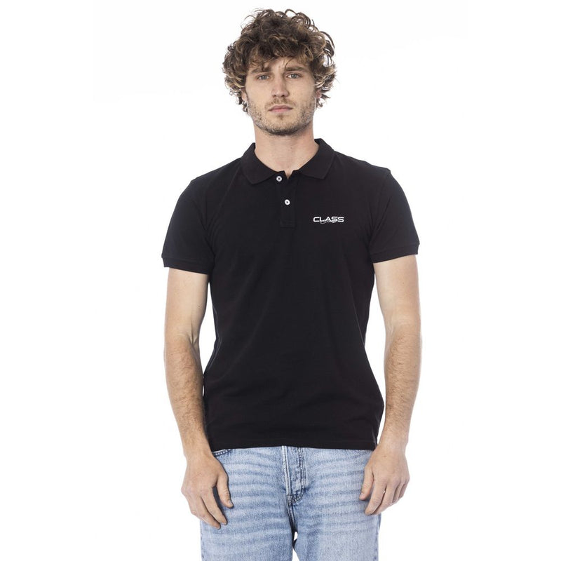 Cavalli Class Black Cotton Men Polo Shirt