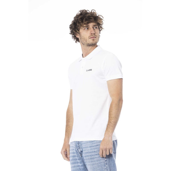 Cavalli Class White Cotton Men Polo Shirt