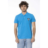 Cavalli Class Light Blue Cotton Men Polo