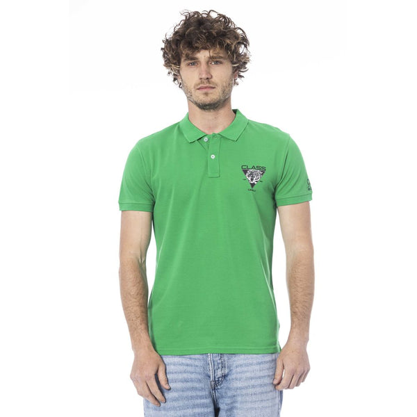 Cavalli Class Green Cotton Men Polo Shirt