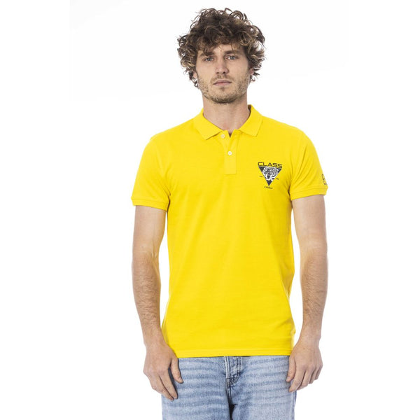 Cavalli Class Yellow Cotton Men Polo Shirt