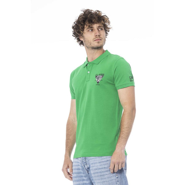 Cavalli Class Green Cotton Men Polo Shirt