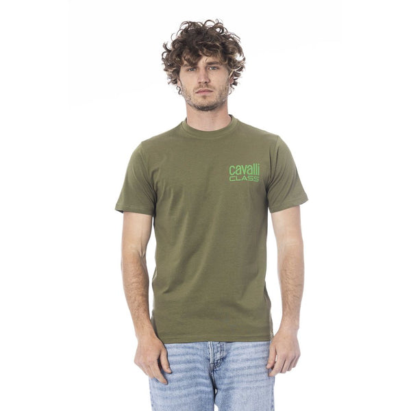 Cavalli Class Green Cotton Men T-Shirt