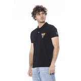 Cavalli Class Black Cotton Men Polo Shirt