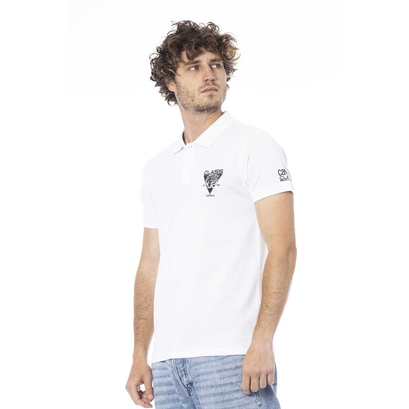 Cavalli Class White Cotton Men Polo Shirt