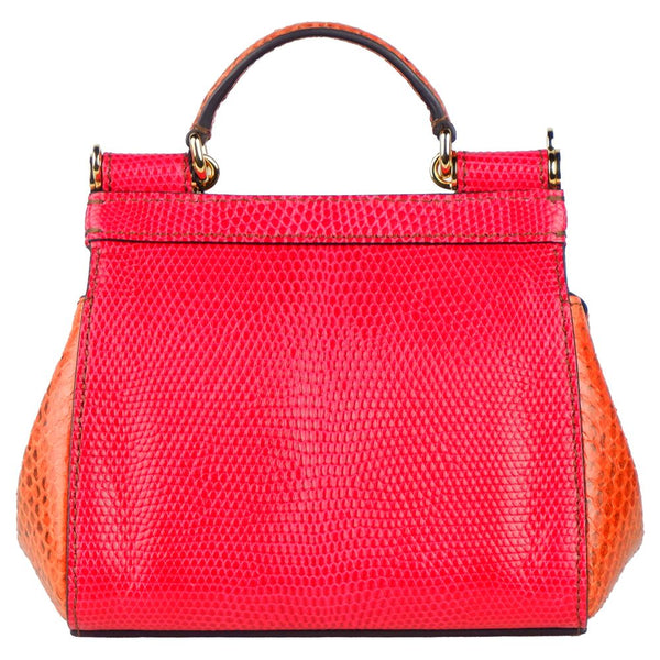 Dolce & Gabbana Red Leather Di Crocodile Handbag