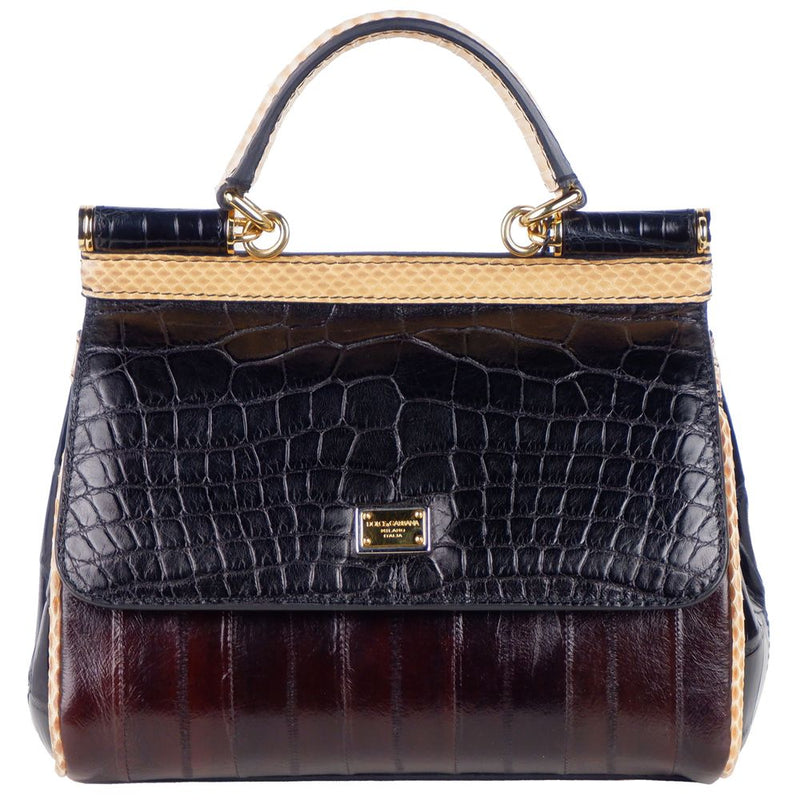 Dolce & Gabbana Multicolor Leather Di Crocodile Handbag