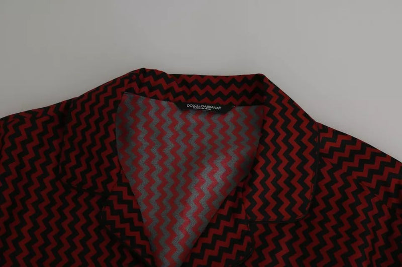 Dolce & Gabbana Black Red Zigzag Pattern Casual Shirt