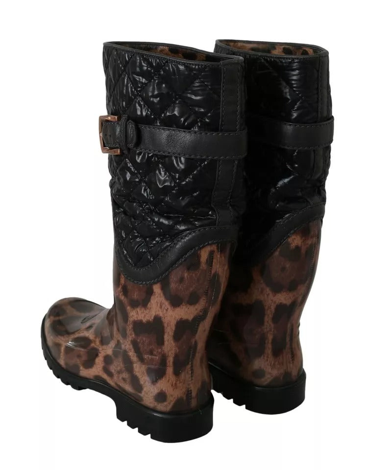 Dolce & Gabbana Black Brown Leopard Booties Boots Shoes