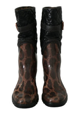 Dolce & Gabbana Black Brown Leopard Booties Boots Shoes