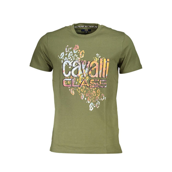 Cavalli Class Green Cotton T-Shirt