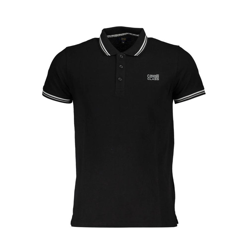 Cavalli Class Black Cotton Polo Shirt