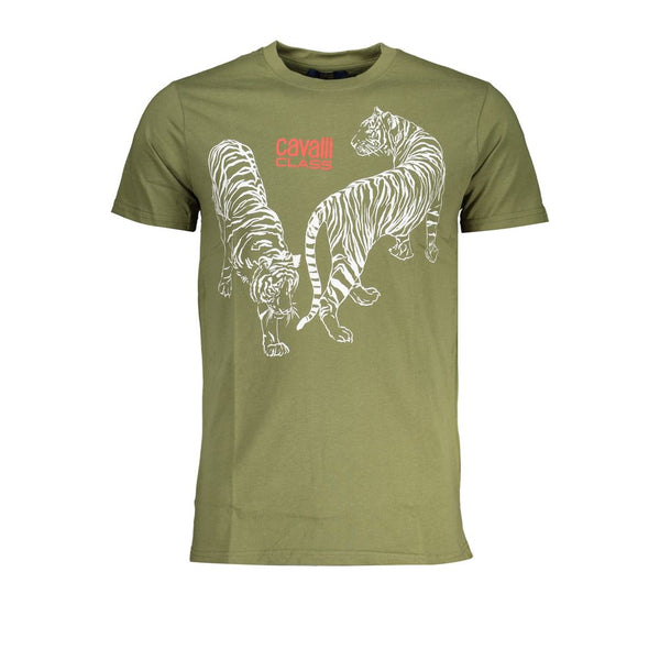 Cavalli Class Green Cotton T-Shirt