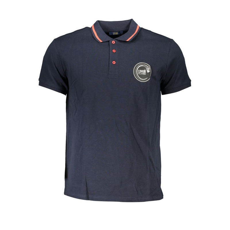 Cavalli Class Blue Cotton Polo Shirt