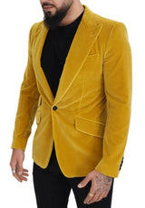 Dolce & Gabbana Yellow Velvet Single Breasted Blazer SICILIA