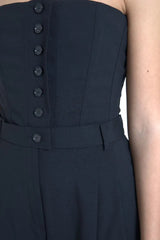 Dolce & Gabbana Black Wool Stretch Strapless Jumpsuit Dress