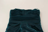 Dolce & Gabbana Dark Green Bustier Bodice Satin Draped Dress