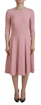 Dolce & Gabbana Pink A-line Flare Viscose 3/4 Sleeves Dress