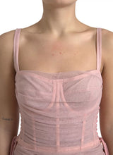 Dolce & Gabbana Pink Bustier Corset Lace Up Bodycon Dress