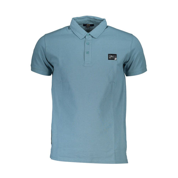 Cavalli Class Light Blue Cotton Polo Shirt