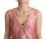 Dolce & Gabbana Sundress Pink Floral Jacquard Sleeveless Mini Dress