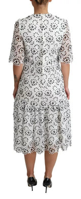 Dolce & Gabbana White Cutout Design Polyester A-line Midi Dress