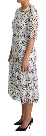 Dolce & Gabbana White Cutout Design Polyester A-line Midi Dress