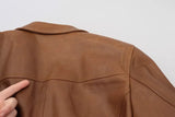 Dolce & Gabbana Brown Calfskin Button Down Blouson Jacket