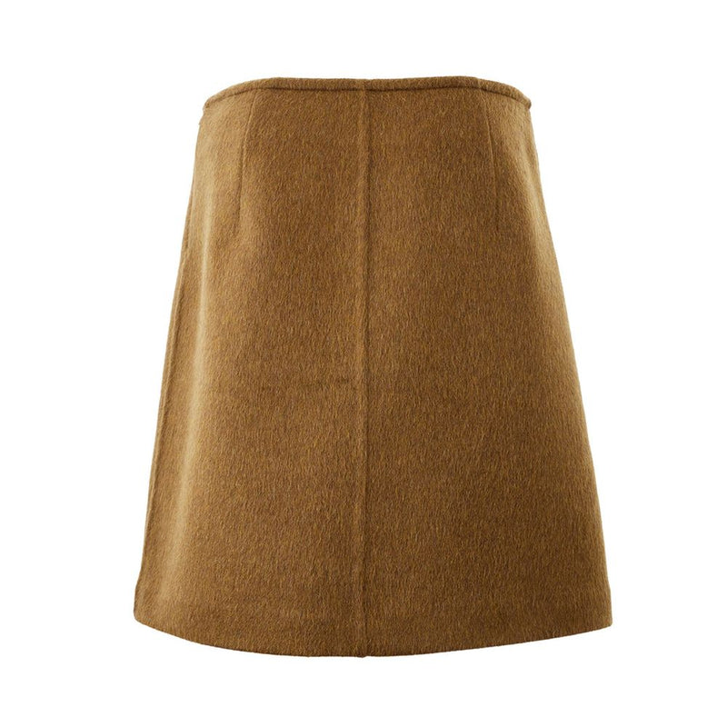 Bottega Veneta Elegant Wool Midi Skirt in Brown