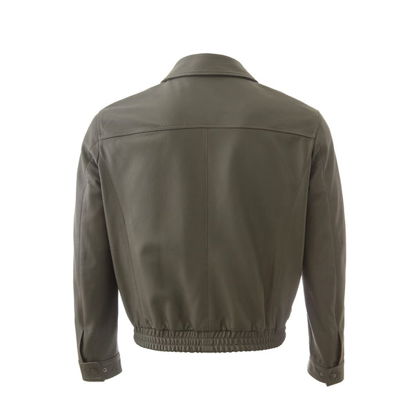 Exquisite Emerald Green Lardini Leather Jacket