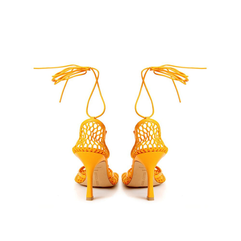 Bottega Veneta Elegant Orange Cotton Leather Sandals