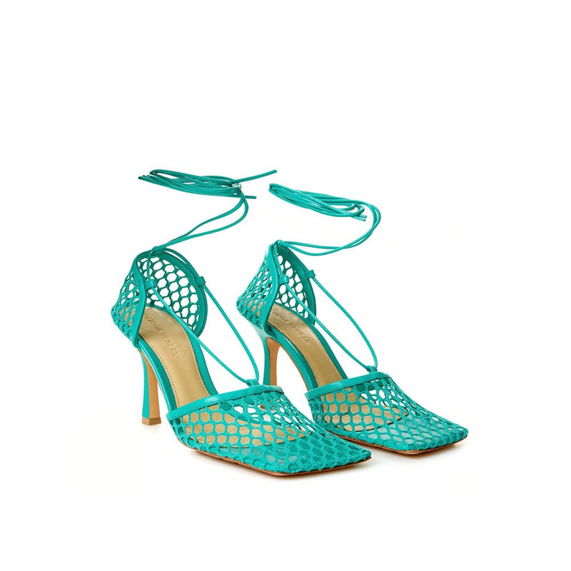 Bottega Veneta Emerald Elegance Cotton-Leather Sandals