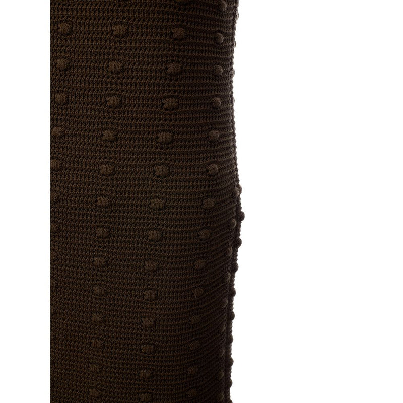 Bottega Veneta Elegant Cotton Midi Dress in Earthy Brown