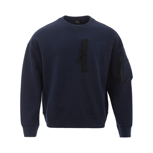 Armani Exchange Sleek Cotton Blue Sweater for Stylish Men