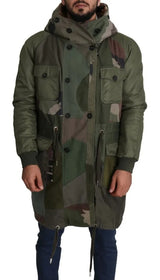 Dolce & Gabbana Green Patchwork Camouflage Fur Coat Jacket