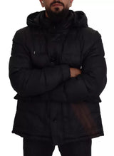 Dolce & Gabbana Black Polyester Hooded Parka Coat Winter Jacket