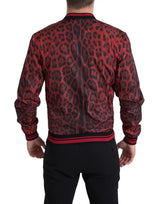 Dolce & Gabbana Red Leopard Bomber Short Coat Jacket