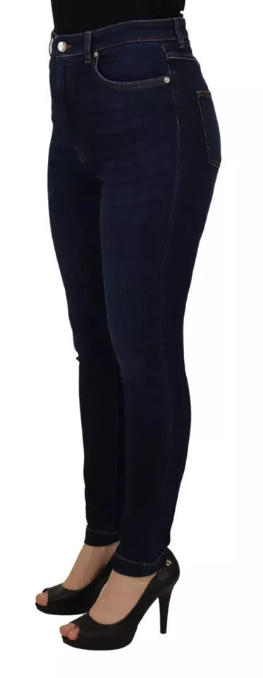 Dolce & Gabbana Dark Blue High Waist Skinny Cotton Jeans