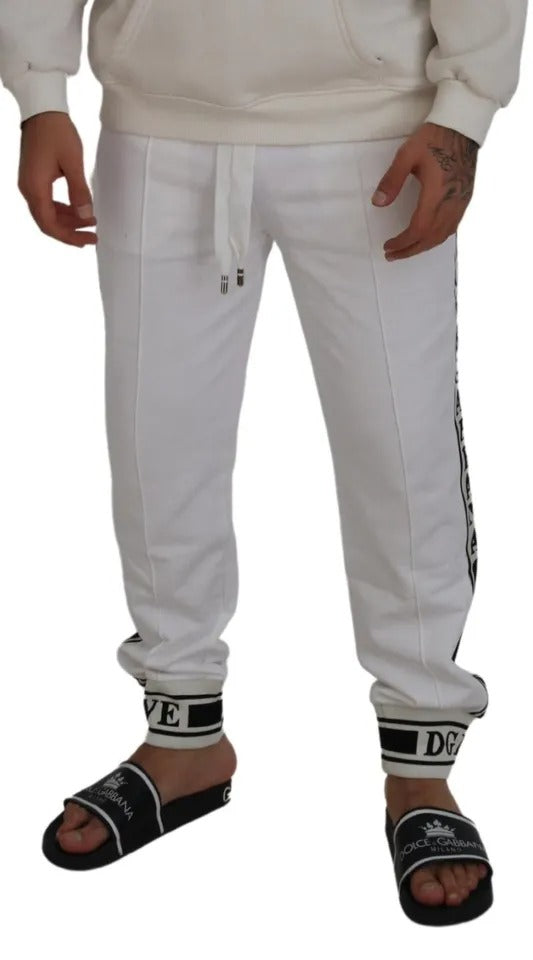 Dolce & Gabbana White Logo Jogger Jogging Cotton Pants