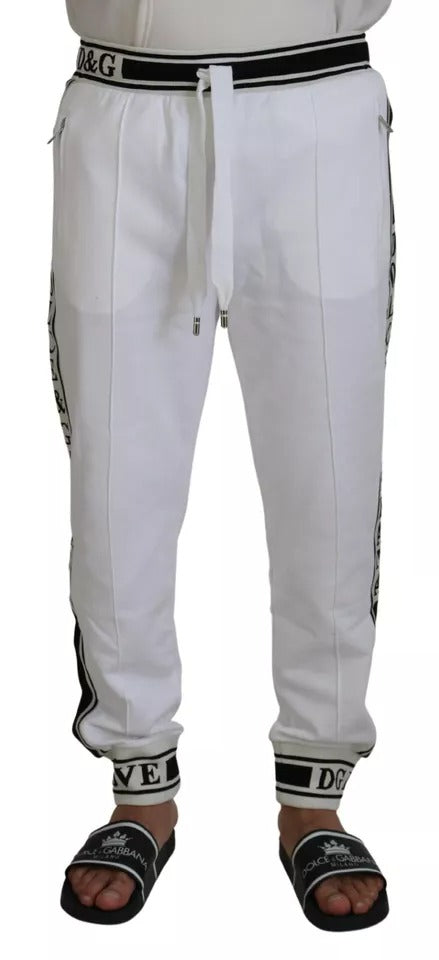 Dolce & Gabbana White Logo Jogger Jogging Cotton Pants