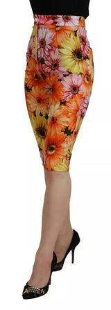 Dolce & Gabbana Multicolor Floral High Waist Cropped Pants