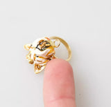 Dolce & Gabbana Gold Brass Resin Beige Dog Pet Accessory Ring