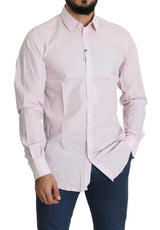 Dolce & Gabbana Light Pink Cotton Men Formal GOLD Dress Shirt